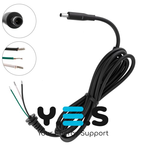 DC кабель живлення для БЖ DELL 130W 4.5×3.0мм+1pin (2×1.5+1×0.5), прямий, 170см Original