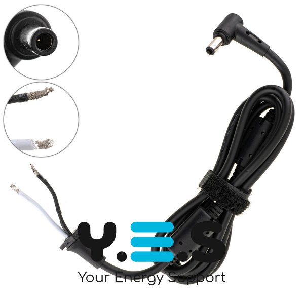 DC-кабель живлення ASUS 330W 6.0×3.7мм-PIN, L-штекер, 2×2мм, 2 ферити, 170см (БЖ→ноутбук) Original