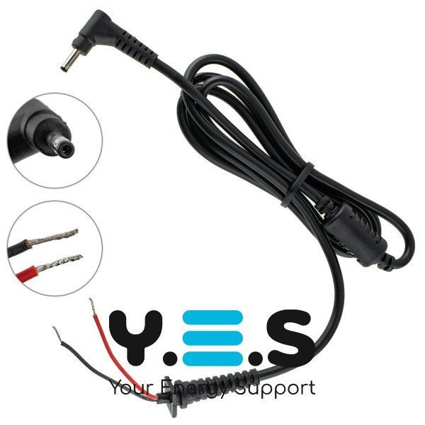 DC кабель живлення для БЖ Acer 90W 3.0×1.0мм, 2×1мм², L-штекер БЖ→ноутбук