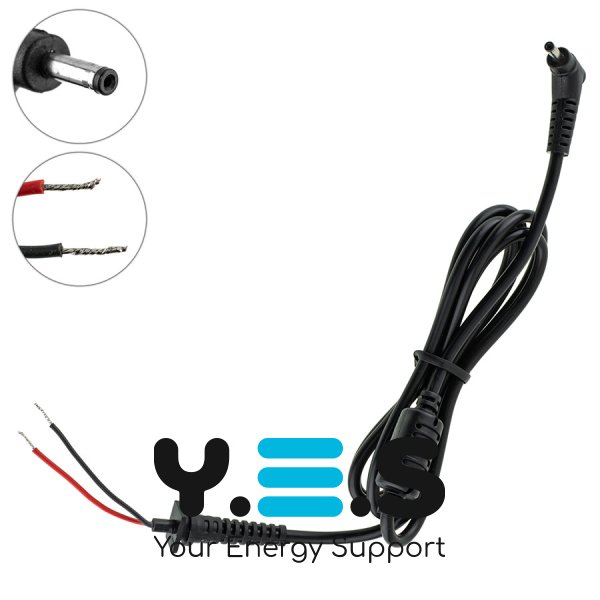 DC-кабель живлення Samsung 90W 3.0×1.0 мм, L-штекер і L-вхід БЖ, від БЖ до ноутбука