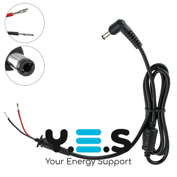 DC кабель живлення для БЖ ASUS 90W 5.5×2.5 мм, 2×1 мм, L-штекер (БЖ→ноутбук)