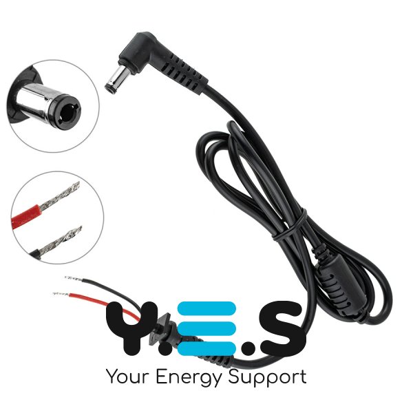 DC-кабель живлення для БЖ Lenovo 90W 5.5×2.5мм, 2×1мм, L-штекер (до ноутбука)