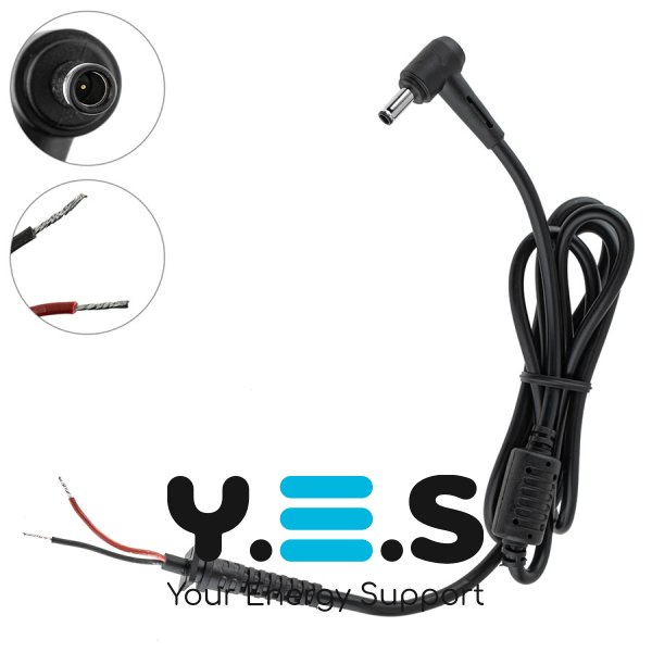 DC-кабель живлення для БЖ ASUS 65–90W 4.5×3.0мм+PIN, L-штекер, 2 дроти до ноутбука