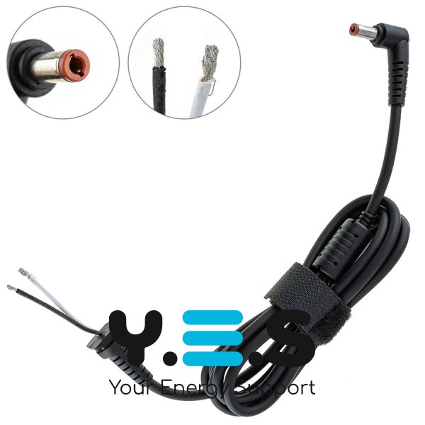 DC-кабель живлення для БЖ Lenovo 120–180W 5.5×2.5мм, 2 жили, L-штекер, 170см Original