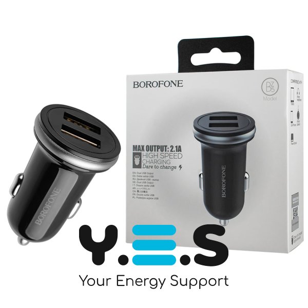 Автомобільний зарядний пристрій BOROFONE BZ5 CarPal, 2xUSB, 2.1A, чорний