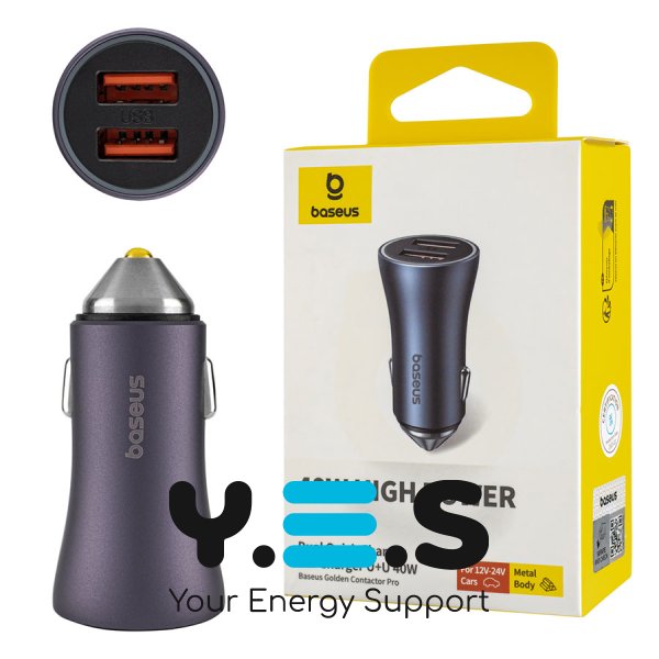 Автозарядка Baseus Golden Contactor Pro 40W, 2×USB (U+U), Quick Charge, CCJD-A0G