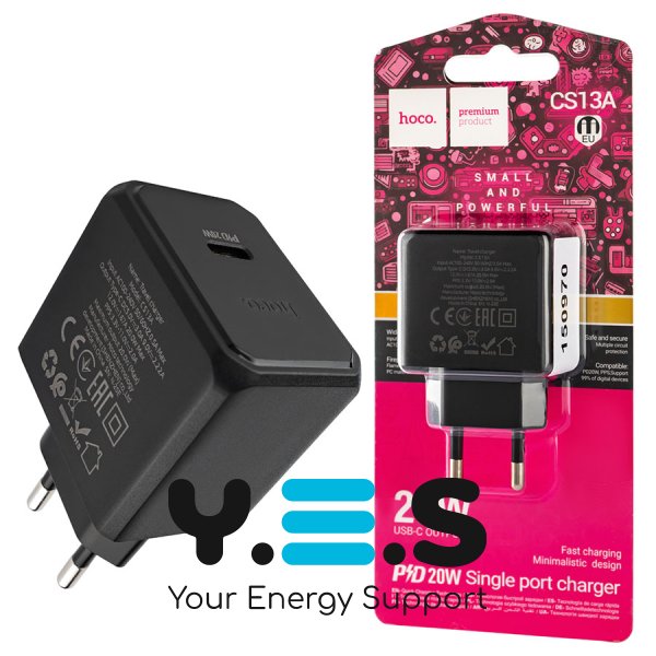 Зарядний пристрій HOCO CS13A Ocean PD 20W, чорний (6942007603805)
