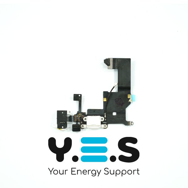 Шлейф с разъемом зарядки и компонентами для Apple iPhone 5, white