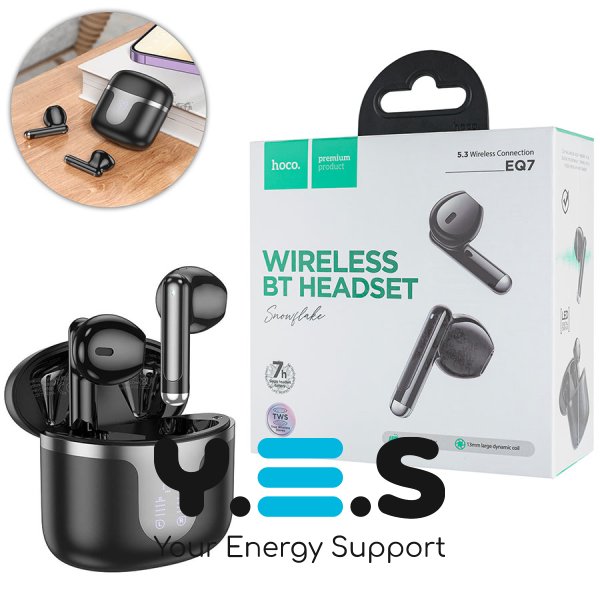 Бездротові навушники HOCO EQ7 Snowflake, TWS Bluetooth-гарнітура, чорні (6942007617727)