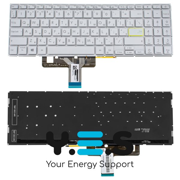 Клавіатура для ноутбука ASUS X521 series срібна без рамки з підсвіткою, RU-розкладка Original