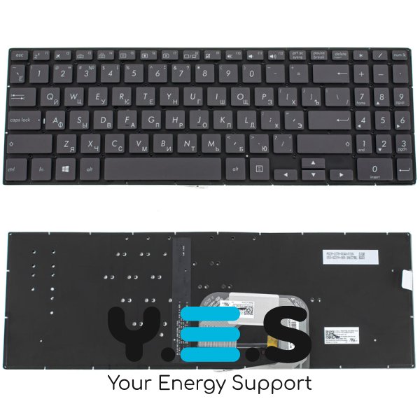 Клавіатура для ноутбука ASUS UX561 series, чорна, без рамки, RU-розкладка, з підсвіткою