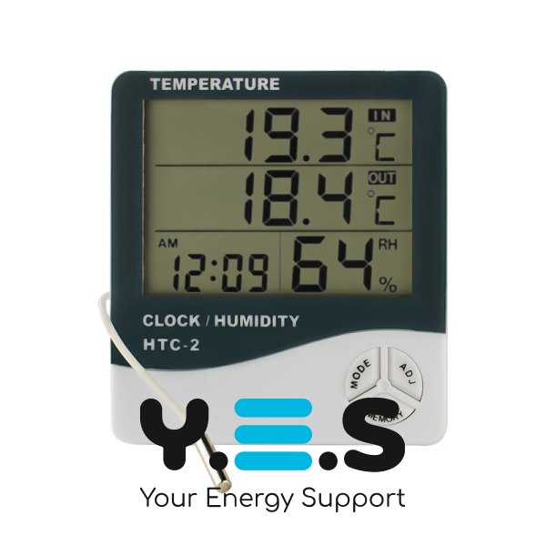 Цифровий термометр-гігрометр HTC-2 з годинником і будильником