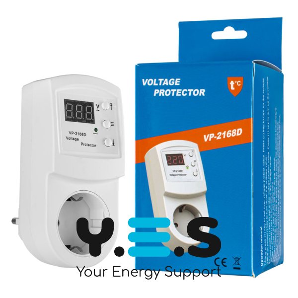 Реле напруги Open Electric VP-2168D 120–280В, 16А 3000Вт, програмоване, біле (220В 50Гц)