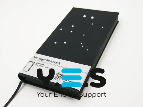 Подарунковий блокнот-записник Зодіак «Близнюки», 90×180×18 мм, 240 арк., чорний