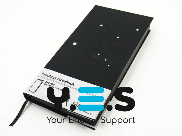 Подарунковий блокнот сузір’я зодіаку «Терези» — записна книжка 90×180×18 мм, 240 арк., чорний