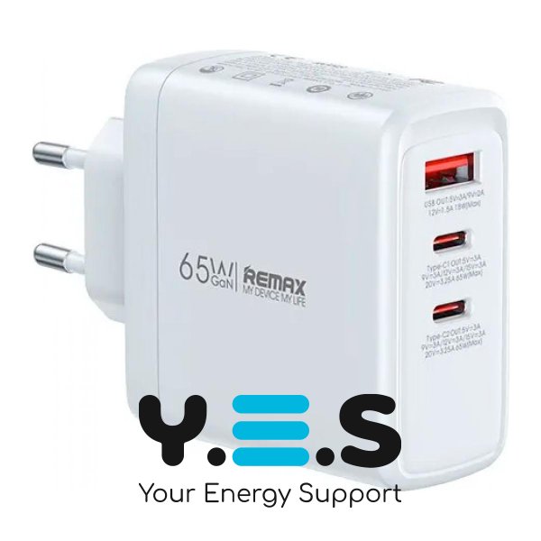 Зарядний пристрій Remax RP-U100 GaN 65W, 3 порти (Dofon Series)