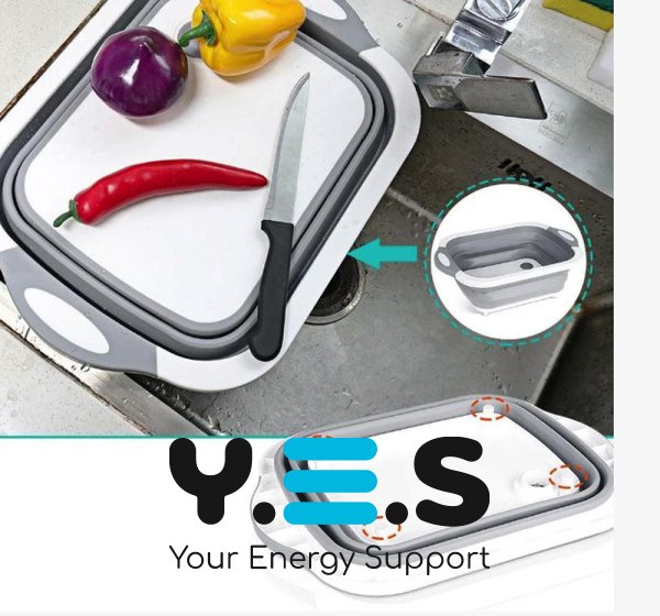 Складана господарська миска‑кошик 2в1 з обробною дошкою, кухонний трансформер