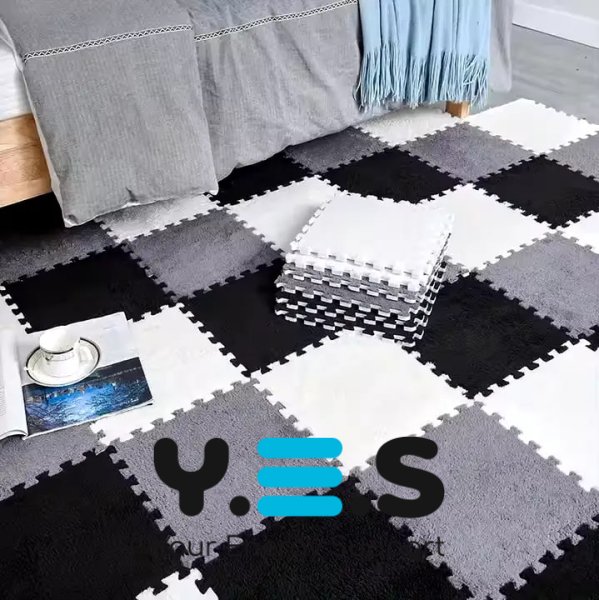 Плюшевий килимок‑пазл 30×30 см для дому — м’який ігровий килимок для дітей і дорослих