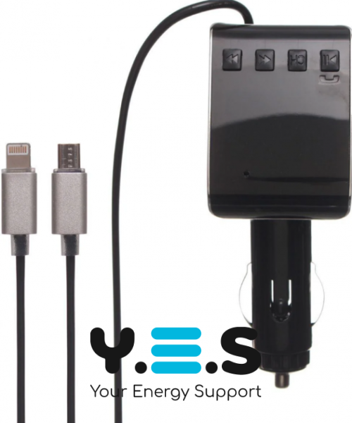 FM-трансмітер HZ H22BT з Bluetooth від прикурювача, USB-порт, кабель USB та iPhone