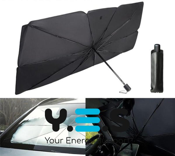 Сонцезахисна шторка-парасолька на лобове скло авто, козирок від сонця 79×145 см