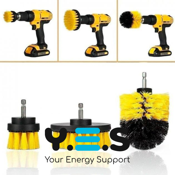 Набір 3 щіток-йоржиків для дриля: насадки для чищення плитки, прибирання дому та авто