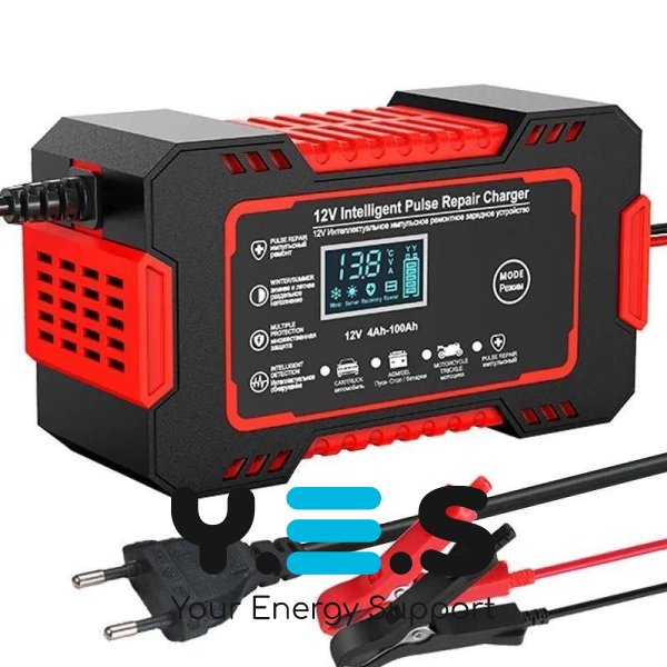 Інтелектуальний зарядний пристрій EAFC 12V 6A для авто й мото АКБ: автомат, РК-дисплей, відновлення