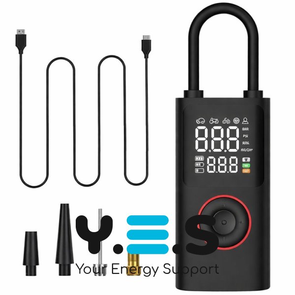 Акумуляторний автокомпресор 2-в-1 Power Bank ATJ-005: автостоп, цифровий дисплей, LED-ліхтар