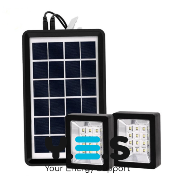 Портативна сонячна система EP-05 6V3W: літієва батарея, 2 LED-лампи, зарядка телефону