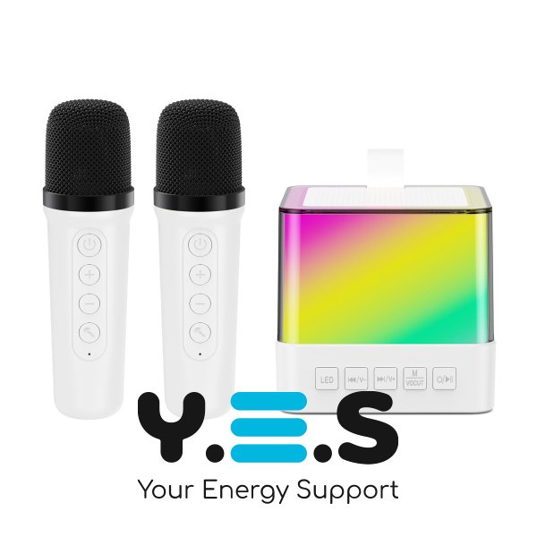 Дитяче міні-караоке K18 з RGB-підсвіткою: Bluetooth-колонка + 2 мікрофони