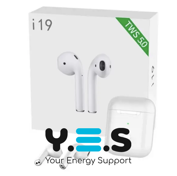 Бездротові Bluetooth навушники i19 TWS з кейсом PowerBank (зарядний футляр)