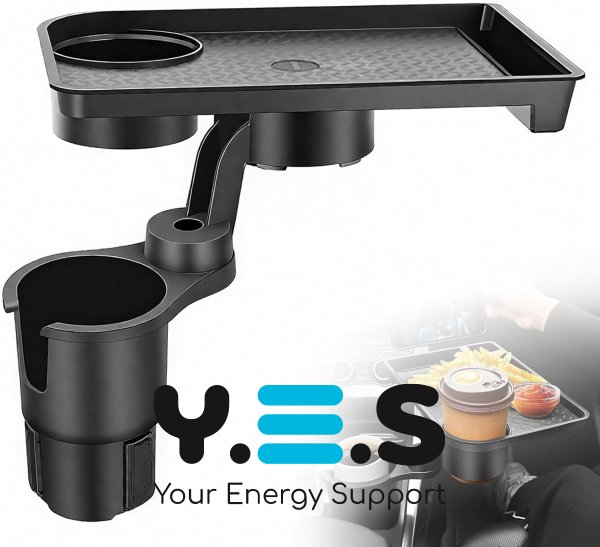 Універсальний автопідстаканник-піднос для їжі з подвійним тримачем для напоїв