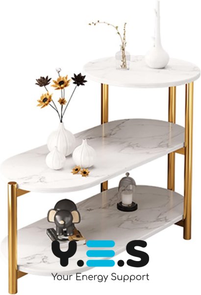 Трирівневий журнальний/приставний столик 5497 з полицями для книг і аксесуарів