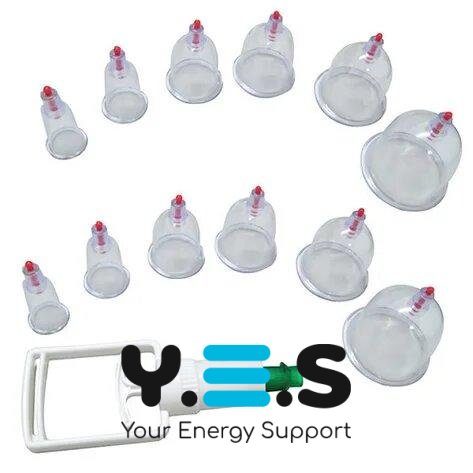 Набір вакуумних банок для масажу тіла з насосом, 12 шт.