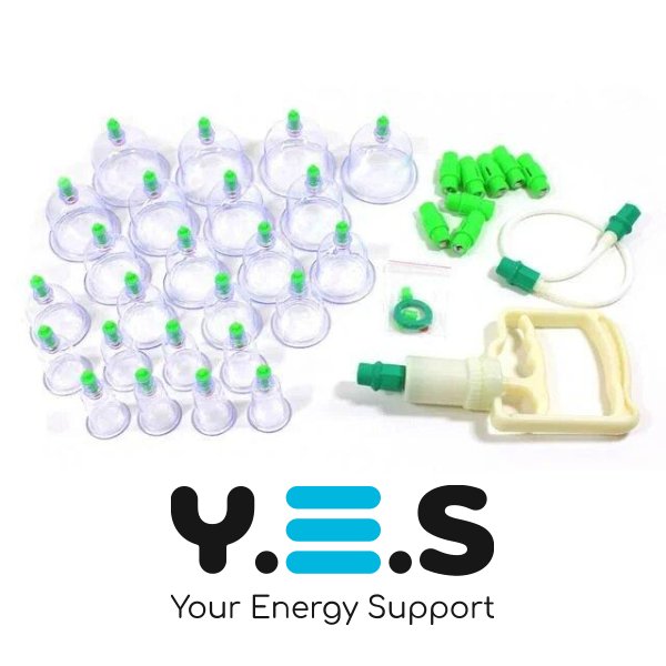 Вакуумні банки для масажу з насосом, набір 24 шт (великий комплект)