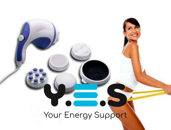 Ручний антицелюлітний вібромасажер Relax and Tone для тіла, рук і ніг, 4 насадки