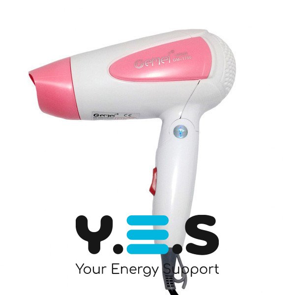 Дорожній міні фен для волосся Gemei GM-1756, компактний, зручний для подорожей