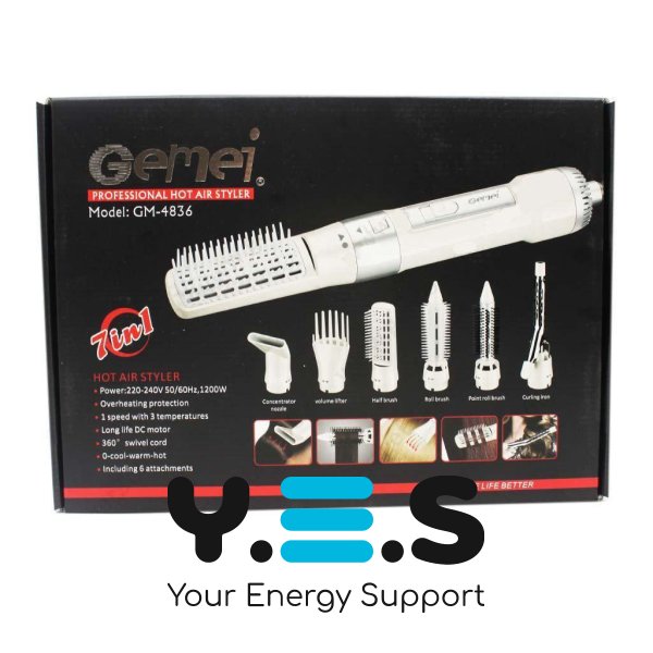 Фен-стайлер для волосся Gemei GM-4836 7-в-1 зі змінними насадками