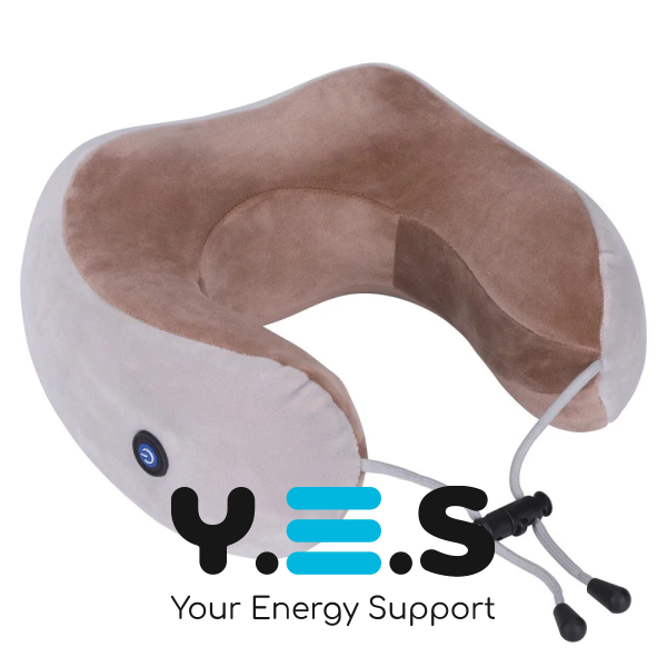 Масажна подушка для шиї U‑подібна з ефектом пам’яті та вібрацією, на батарейках (Upgrade)