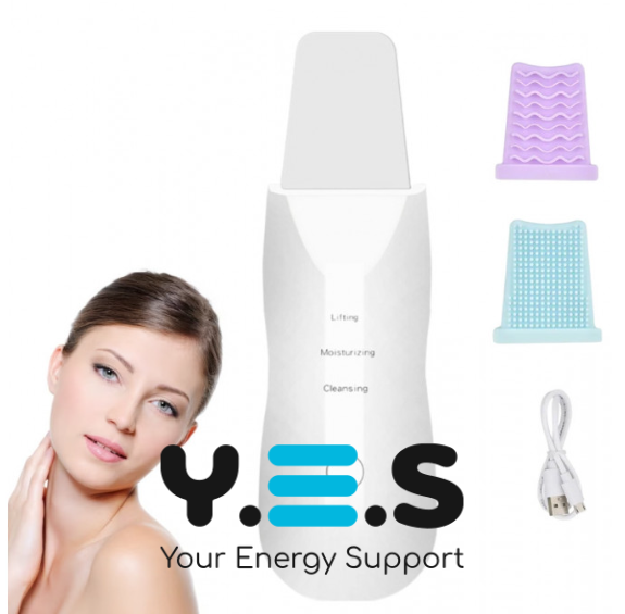 Портативний УЗ-скрабер MUYE 8815 для очищення, ліфтингу й тонізації обличчя, силікон. насадки, USB
