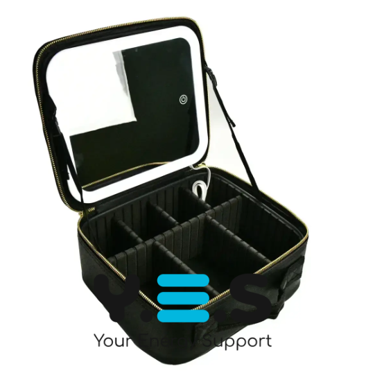 Дорожня косметичка-органайзер із дзеркалом та LED-підсвіткою — портативний бʼюті-кейс для косметики