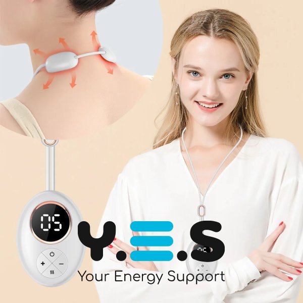 Бездротовий EMS масажер для шиї Neck Massager DZ-02: 5 режимів, підігрів, імпульсний масаж