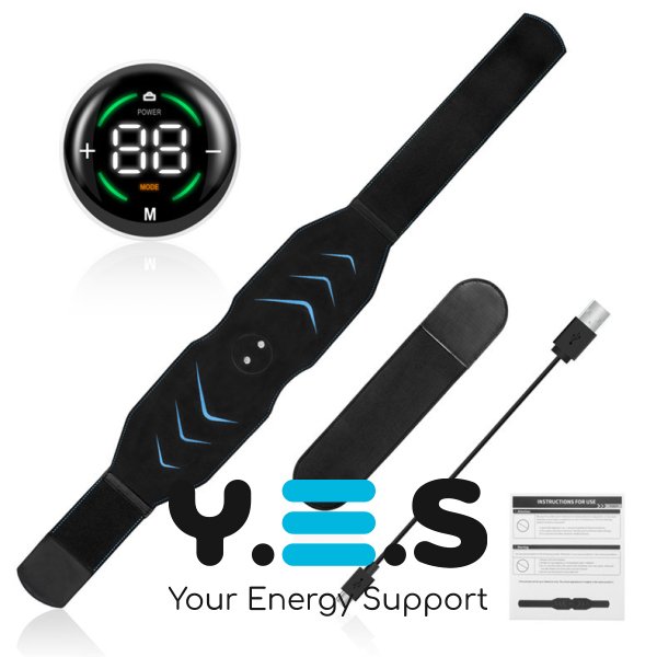 EMS+ міостимулятор‑пояс для преса з електроімпульсним масажем, USB‑зарядка