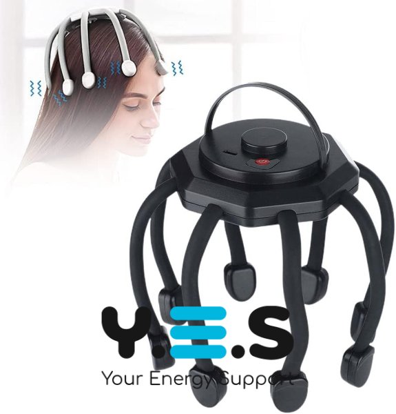 Електромасажер для голови «Восьминіг» з вібрацією та USB-зарядкою, релакс-масажер