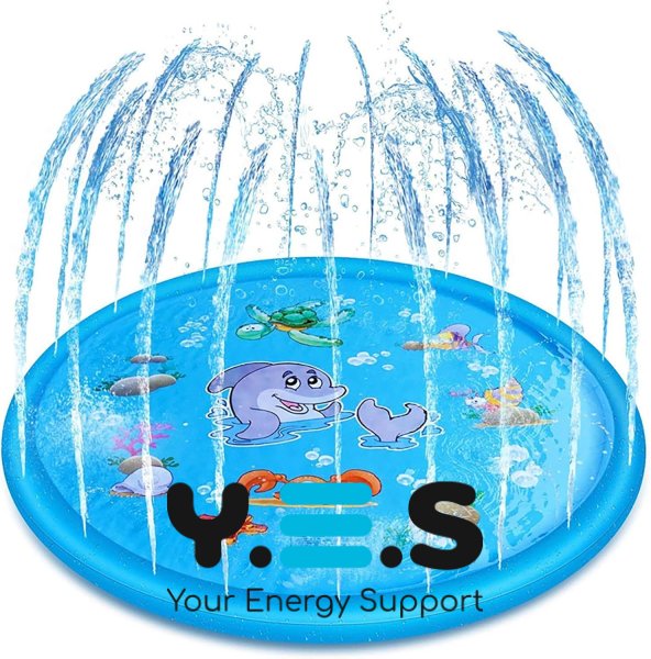Дитячий водний килимок-фонтан 100 см «Блакитний дельфін» • надувний басейн з розбризкувачем для дачі