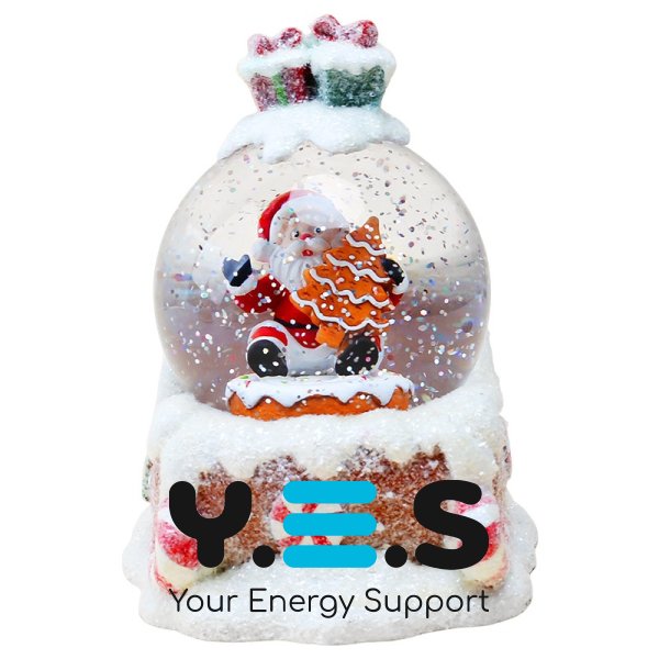 Декоративна водяна куля з музикою на заводному механізмі «Санта на санях»