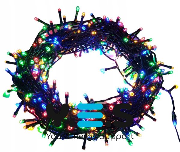 Гірлянда-нитка «кульки» 300 LED тепле світло, флеш 100+10, чорний дріт