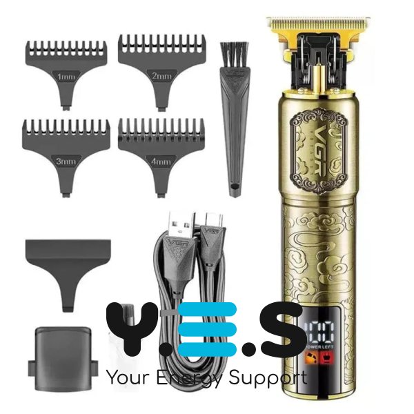 Тример VGR V-073 акумуляторний для бороди й волосся, USB-зарядка, 4 насадки