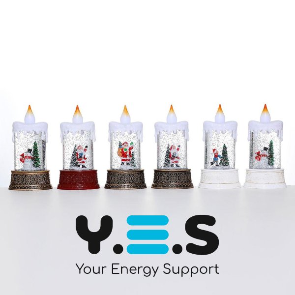 Новорічний музичний нічник-світильник «Свічка зі сніговиком» SH2826