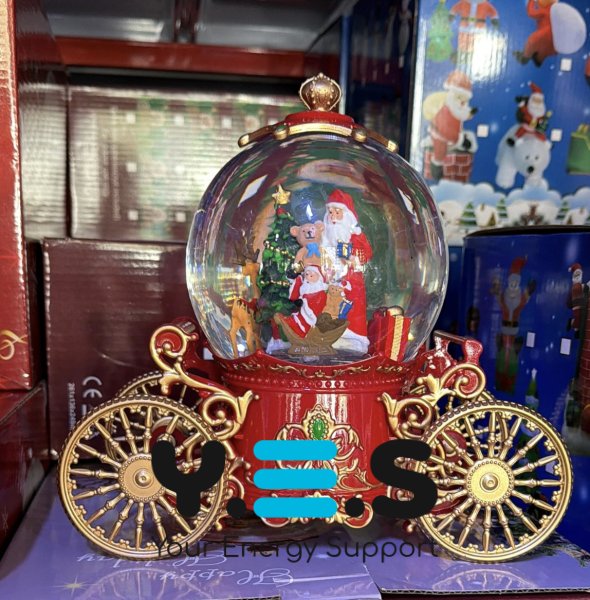 Новорічний ліхтар-карета SH2501: сніжна куля з автоподувом, LED підсвіткою та музикою