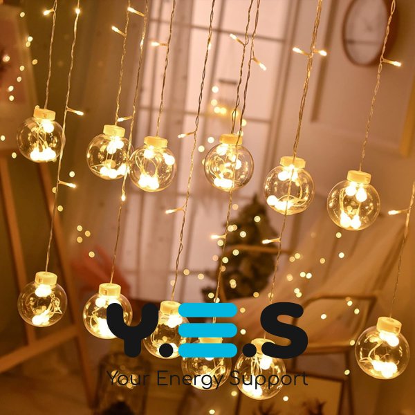 Світлодіодна гірлянда-штора RD-071 «кулька в кульці», тепле біле світло